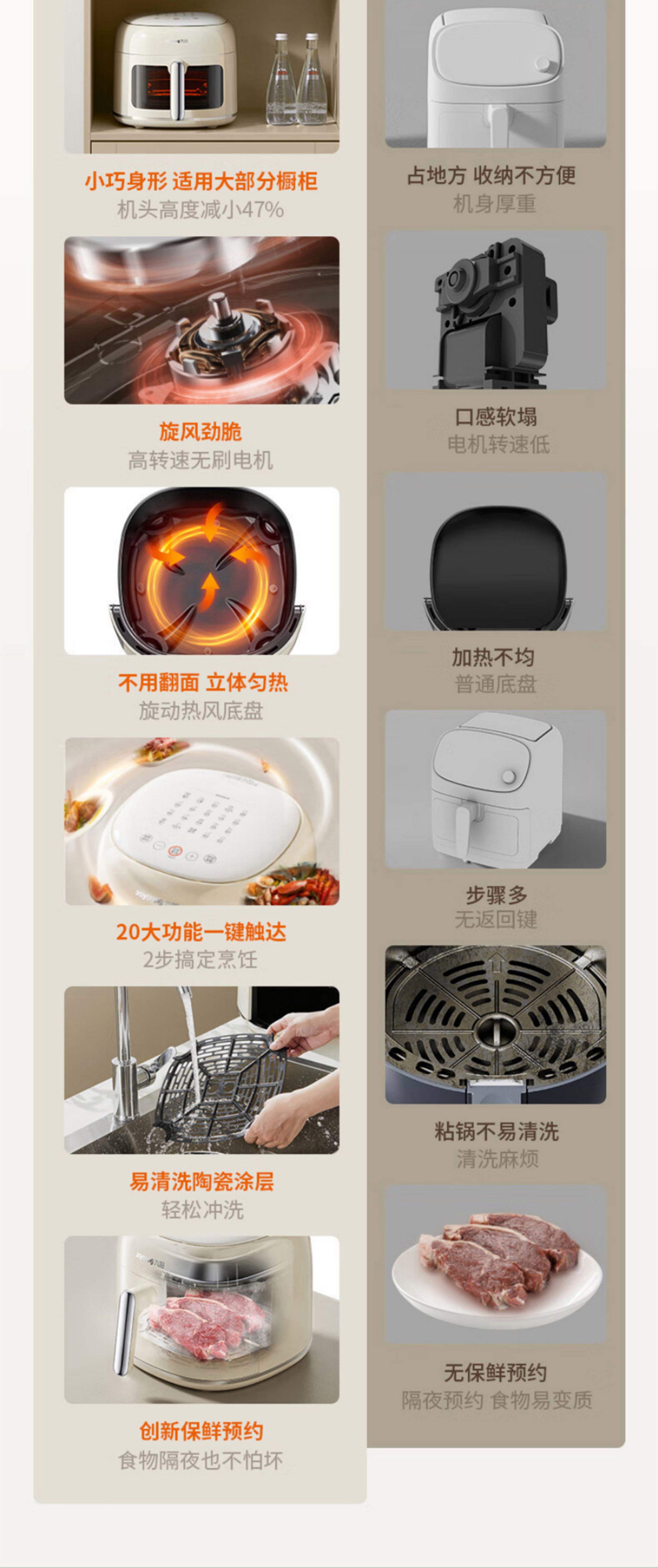 Joyoung九阳KL60-V7空气炸锅 家用多功能薯条机，免翻面烤箱的智能之选